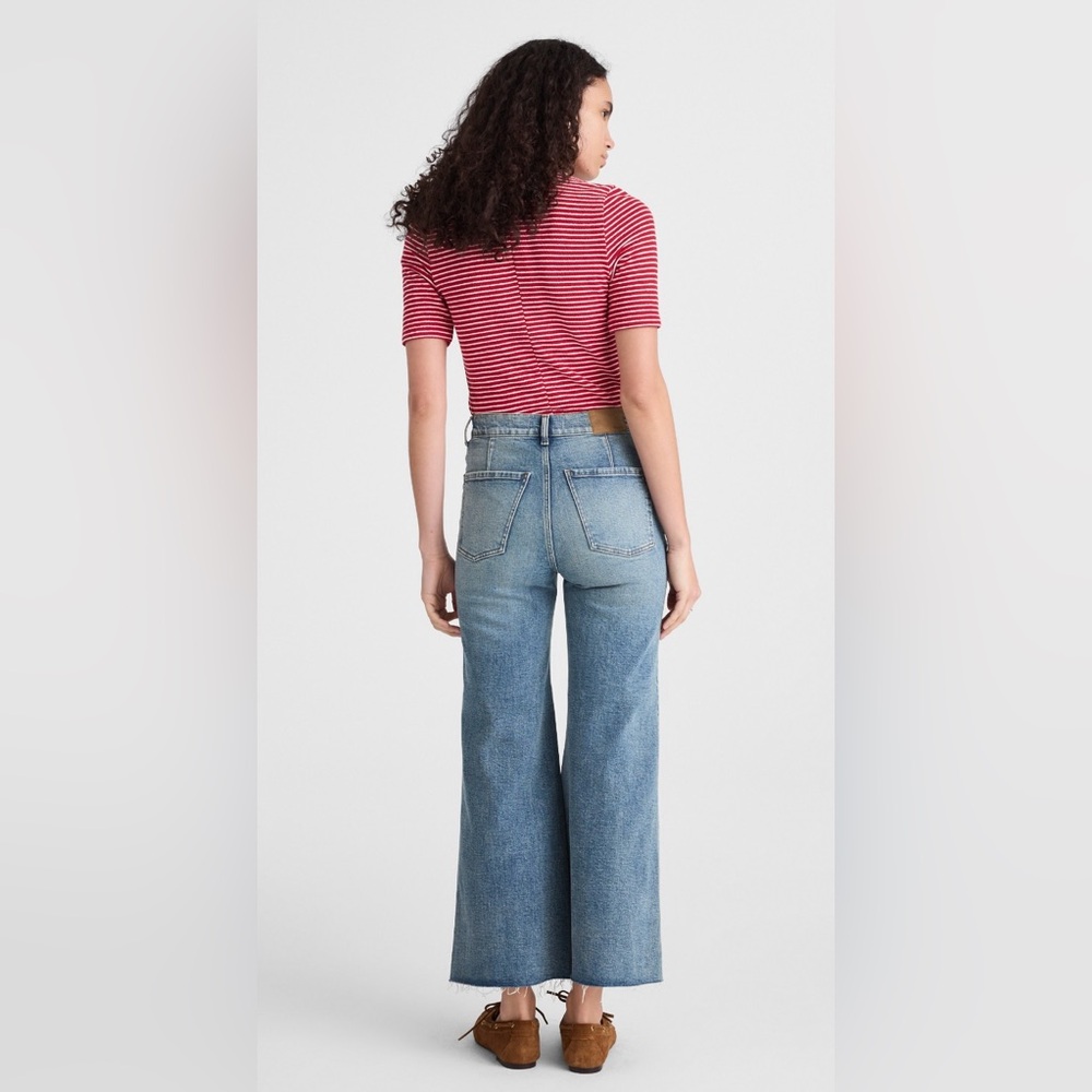 NEW Madewell Flared Wide-Leg Crop Jeans NWT Shalimar Wash - Picture 4 of 5